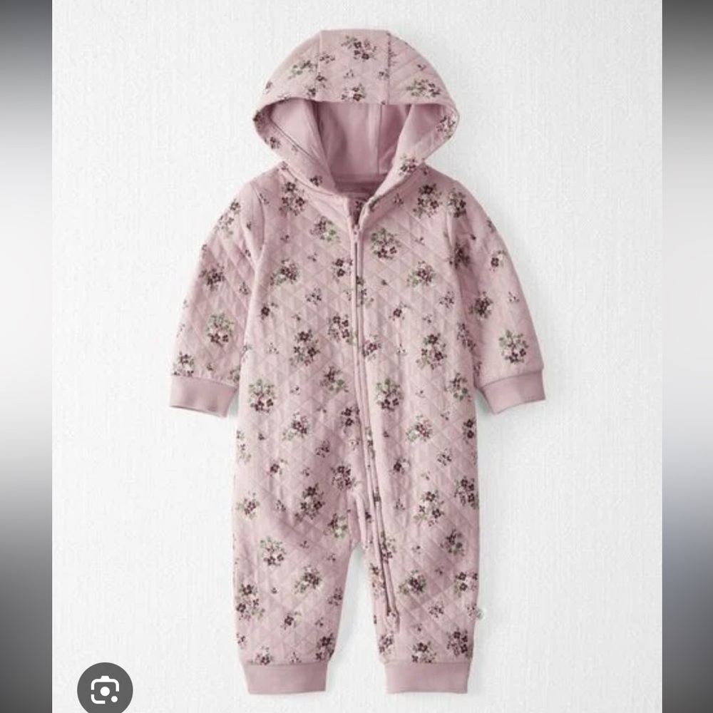 Carter's Little Planet Quilted Pink Floral One-Piece Bodysuit